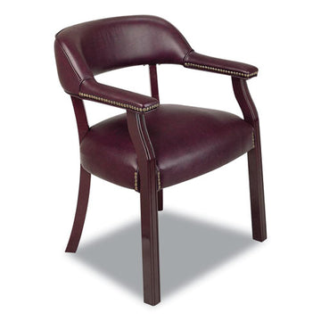 Office Star™ Work Smart Traditional Vinyl Guest Chair, 25.5" X 24" X 30.75", Jamestown Oxblood Seat-back, Mahogany Base freeshipping - TVN Wholesale
